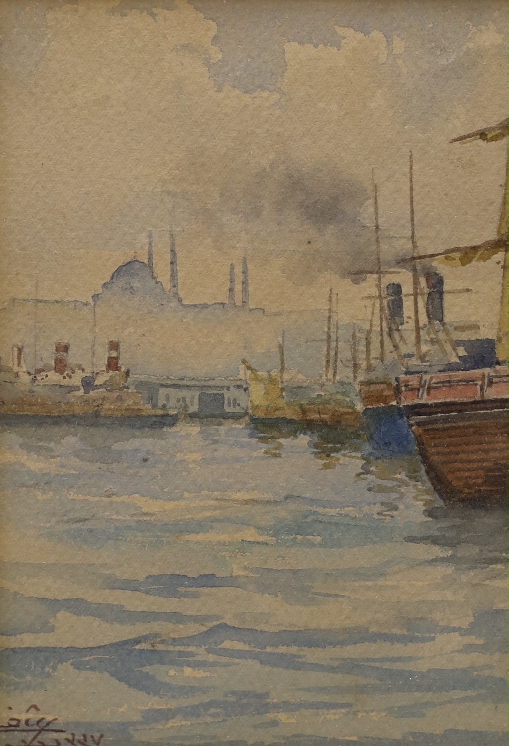 Turkish School, two watercolours, Views of Istanbul, indistinctly signed, 14 x 10cm and 10 x 15.5cm